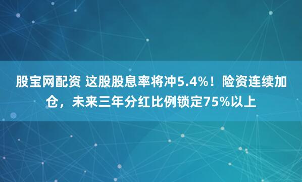 股宝网配资 这股股息率将冲5.4%！险资连续加仓，未来三年分红比例锁定75%以上